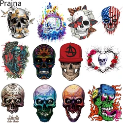 Skull Colorful/Butterfly Punk Heat Thermal Transfer Funny Skeleton Iron-On Transfers For Clothing DIY Stickers For T-Shirts