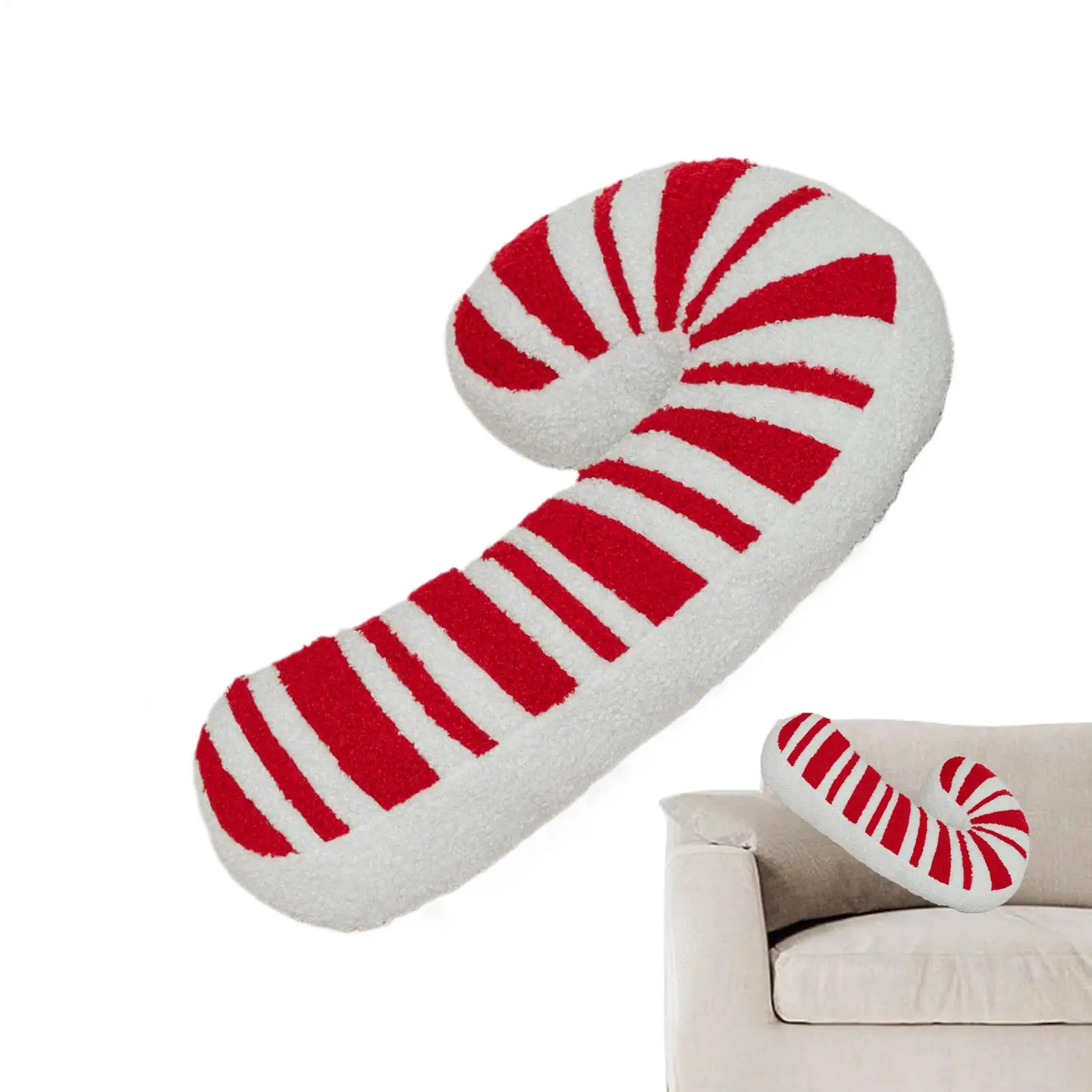 Christmas Throw Pillow Soft Cute Cuddly Cushion Plush Pillow Stuffed Christmas Lollipop For Bed Sofa Living Room Bedroom Patio