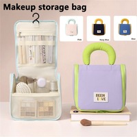 Large Capacity Portable Makeup Bag with Cotton Candy Hook Toilet Bag Business Travel Cosmetics Storage Bag Waterproof Washbag