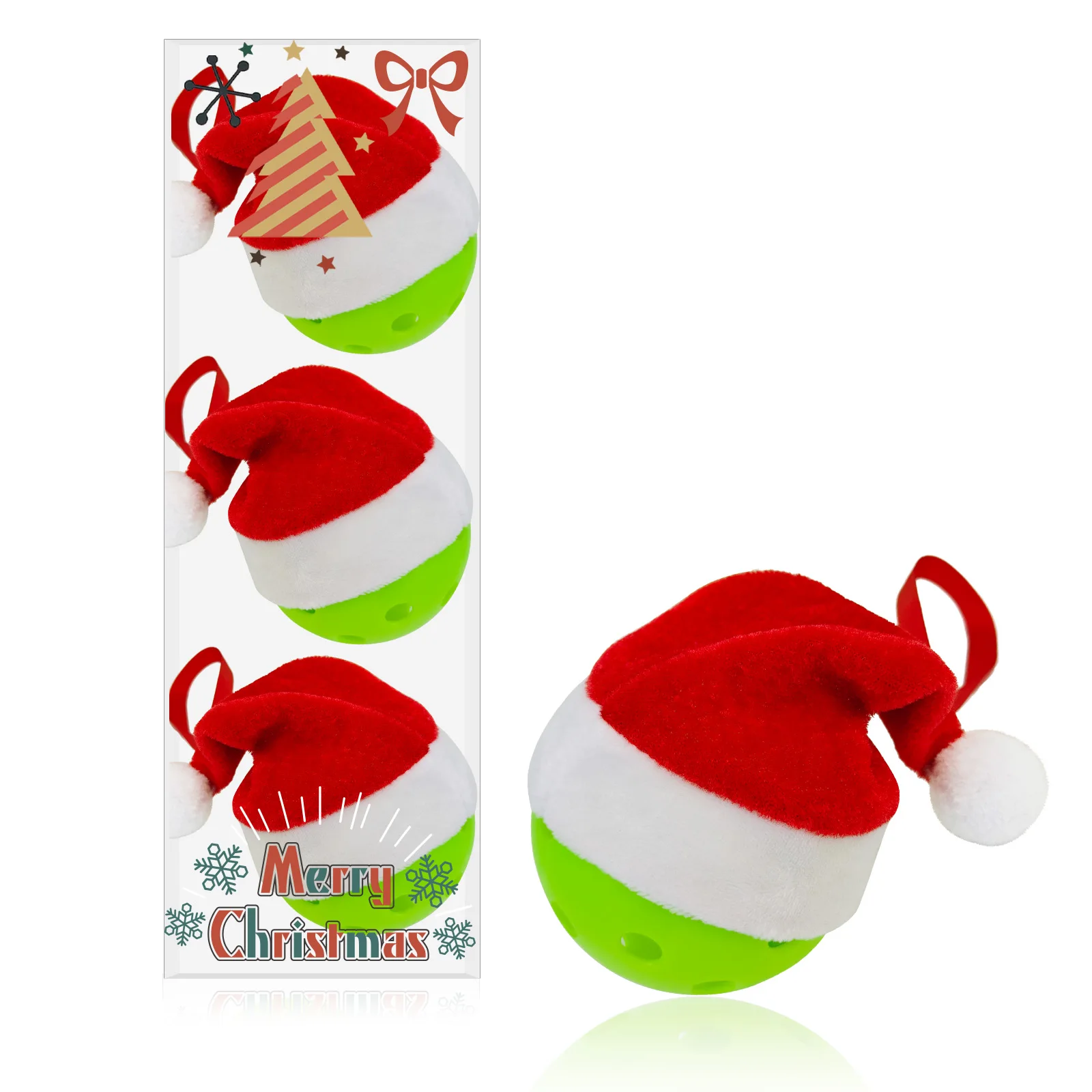 

3 Pack Funny Pickleball Gift Set with Mini Santa Hats Pickleball Christmas Tree Ornaments Decorations Sports Christmas Decor