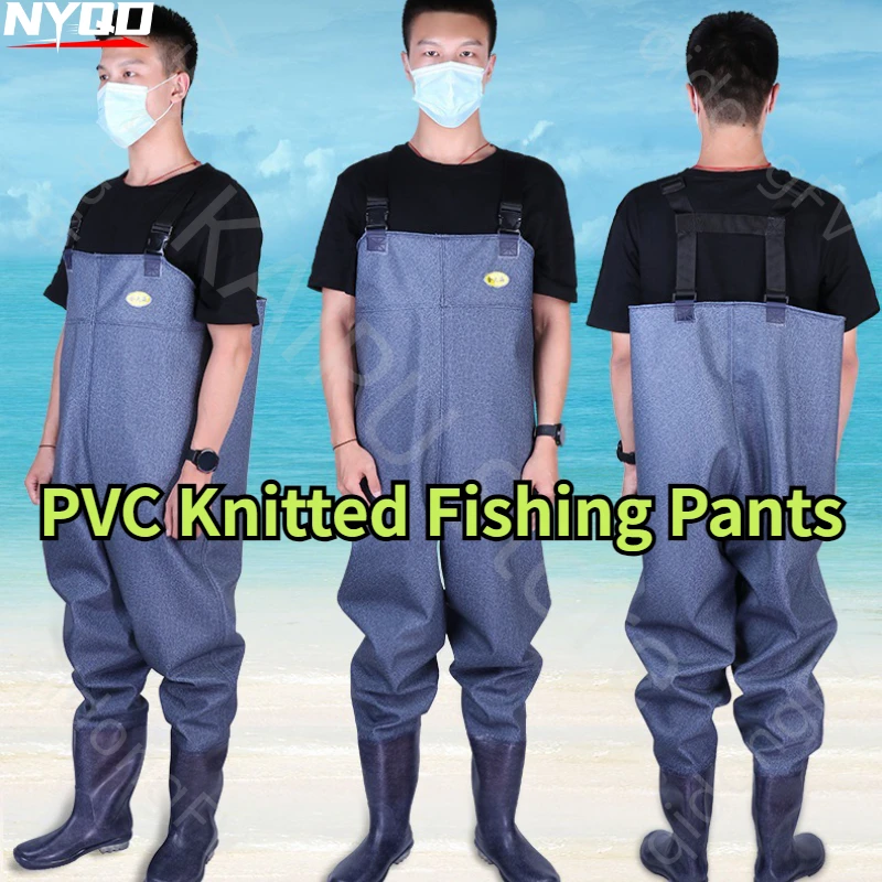 

Thickened One-piece Half Body Fishing and Wading Pants Waterproof Fishing Clothes PVC Knitted