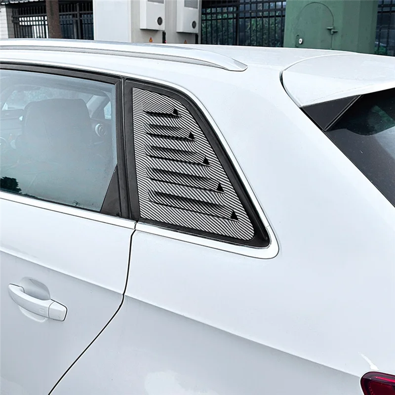 Car Rear Triangular Window Louvers Shutters Blinds Cover Trim For  A3 S3 8V Hatchback 2014-2020 Carbon Fiber Pattern