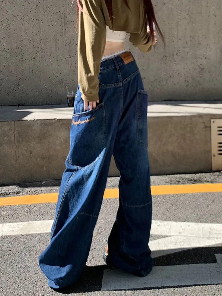 ZHISILAO Vintage Baggy Loose Jeans Women High Waist Wide Leg Straight Denim Pants Streetwear Autumn 2024