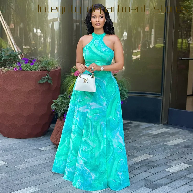 

Женское повседневное платье Ele с принтом, сексуальное, на бретельках, с круглым вырезом, со средней талией, из смесового полиэстера, JD30335