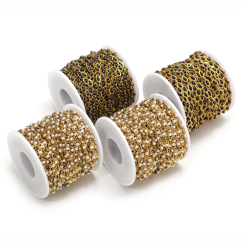 1 Meter PVD Gold Edelstahl Perlen-Augenketten für DIY Damenschmuck Halsketten Armbänder Ohrringe Bastelbedarf – Detail 2