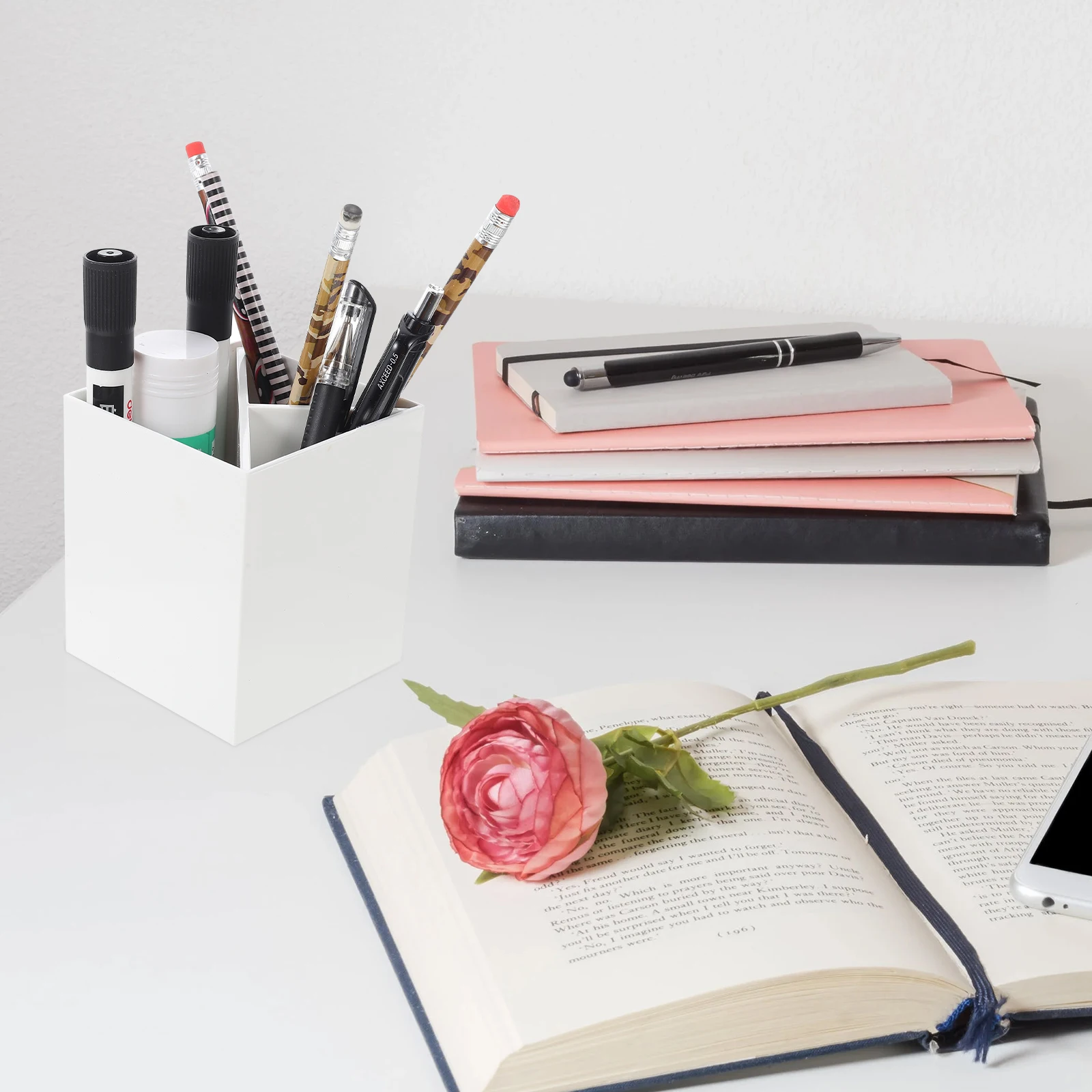 Plastic Pen Storage Box Multi gird Container Lightweight Creative Pencil Holder Desk ganizer Bedroom Study Office Use