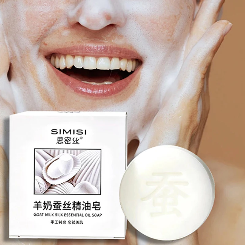 Goat Milk Silk Essential Oil Soap Handmade Natural Bar Gentle Cleansing Nourishing Skin Face Body Wash Moisturizing Daily Use