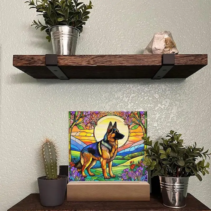 

Stained Acrylic Dog Panel Decoration Sun Catcher Pet Memorial Decoration Puppy Acrylic Desktop Decor Dog Breeds Ornament Pet