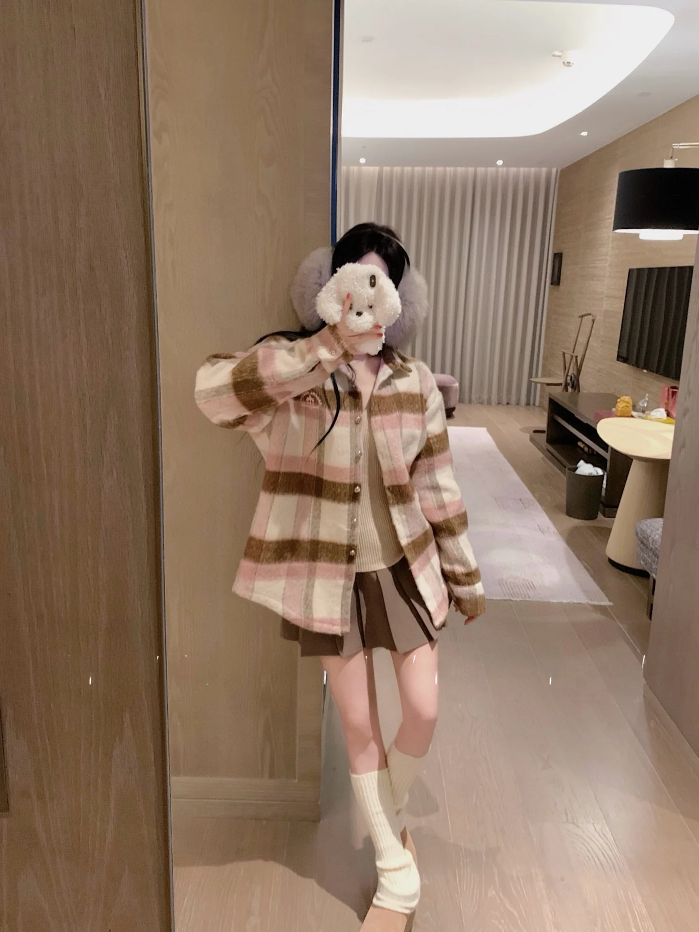

Heavy Embroidery Thermal Cotton Blend Women's Longline Cardigan Casual Loose Fit Winter Warm Top with Cross Stitch Design