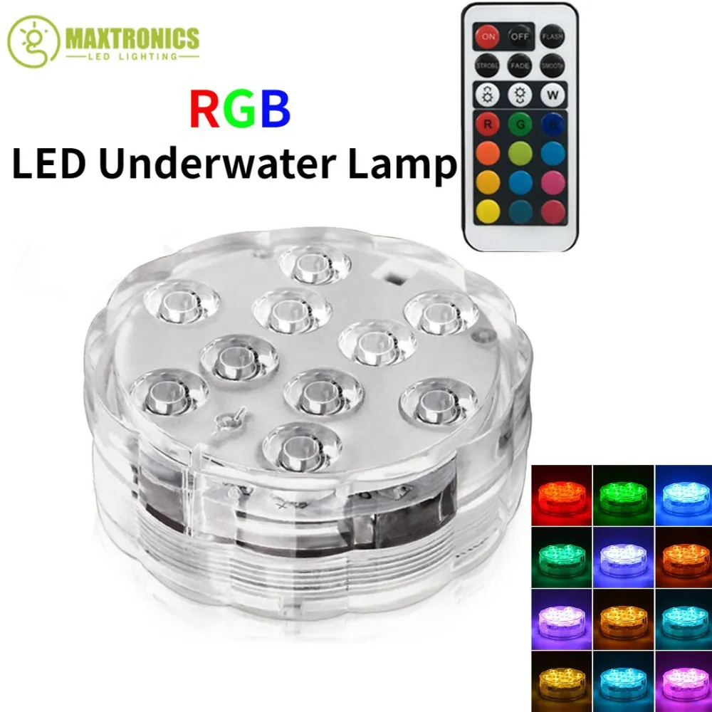 IP68 RGB LED Underwater Light Remote Control Waterproof For Pond Swimming Pool Outdoors Decorative Fish Tank Aquarium Night Lamp