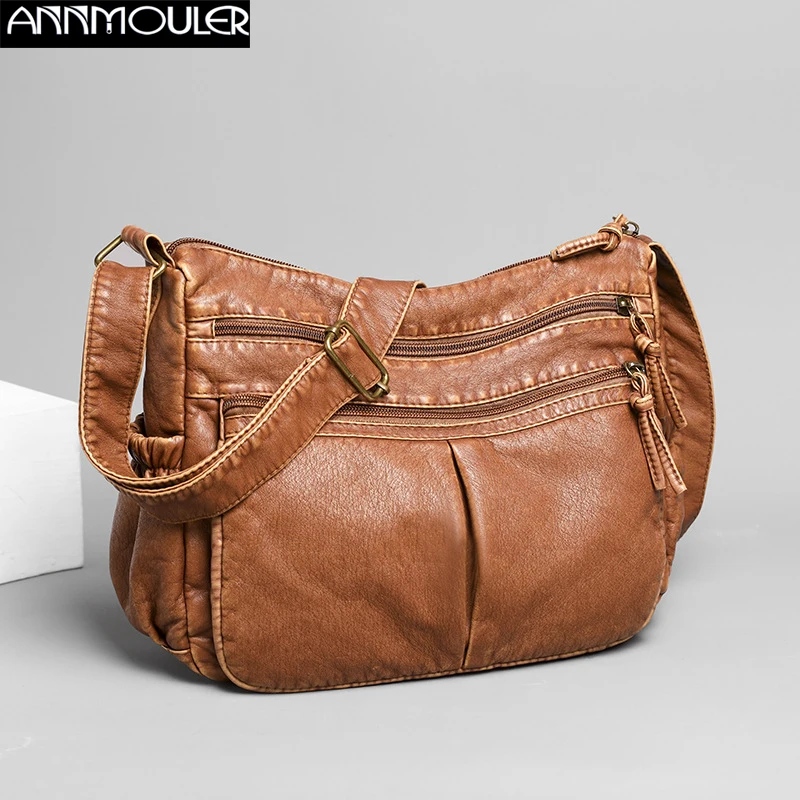 Annmouler projektant kobiet torba na ramię Pu skóra Crossbody torba miękkie torby dla kobiet jakości sac głównej femme kieszenie bolsas