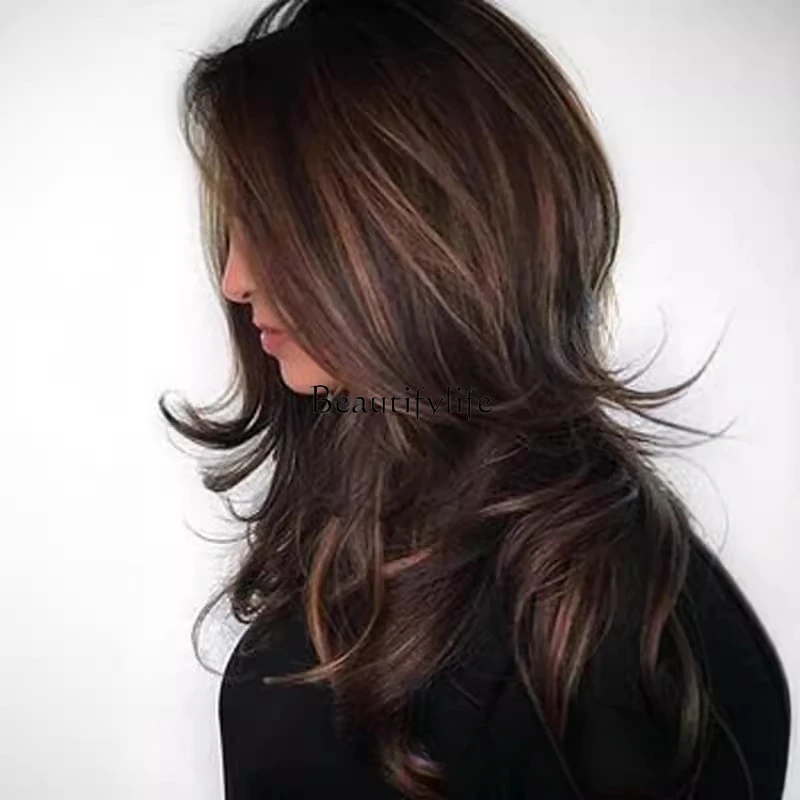 Highlights gradual change color wig, long curly hair