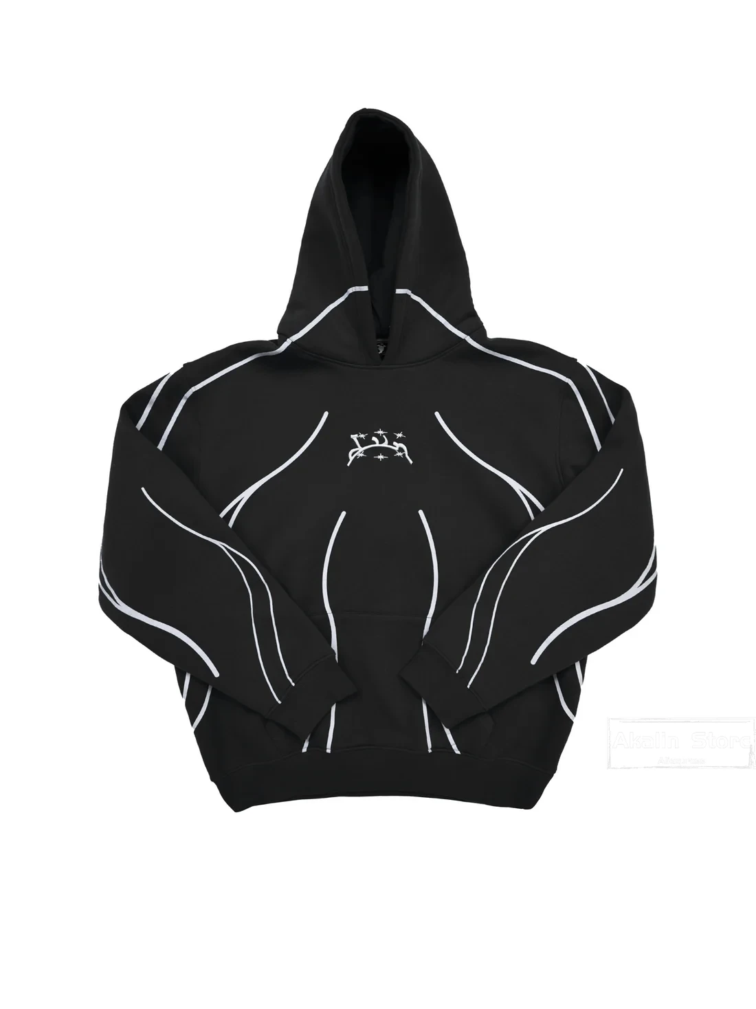 

Harajuku Divin New Gothic Coats Jacket Hoodie Y2K Hip Hop Striped Graphic Print Oversized Hoodie Sweatshirt Mens Womens Clothes