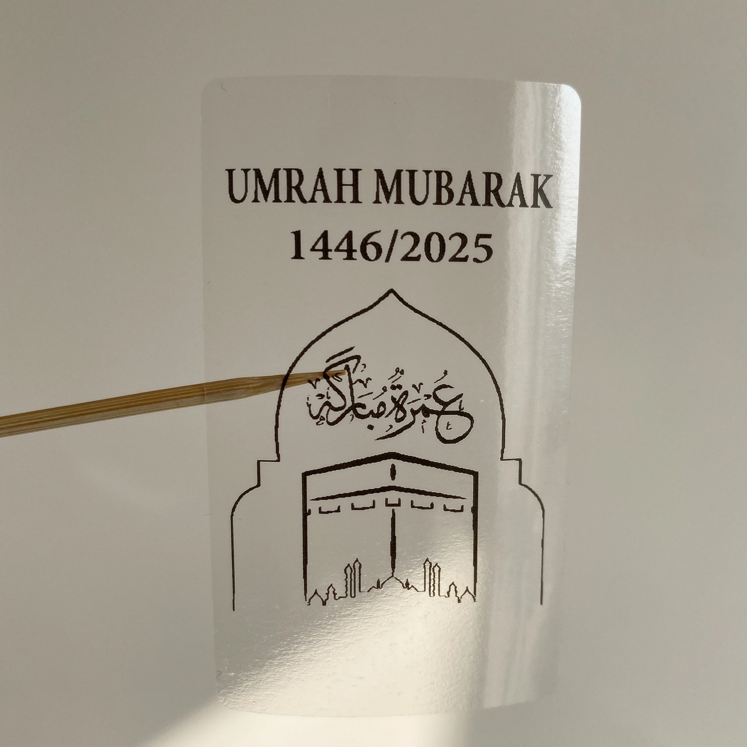 Gepersonaliseerde Umrah mubarak Zamzam waterflessen Stickers Custom Labels Decor