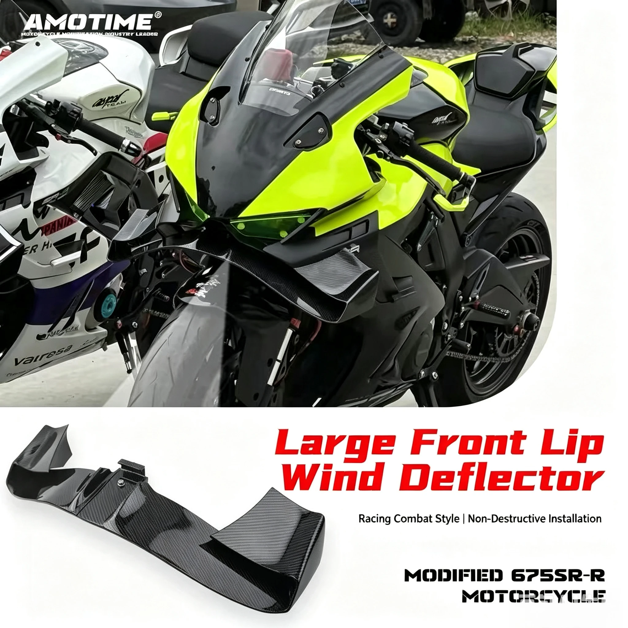 For CFMOTO 675SR-R 675 SR-R modify the competitive lower lip spoiler large front lip undamaged straight-up side edge spoiler