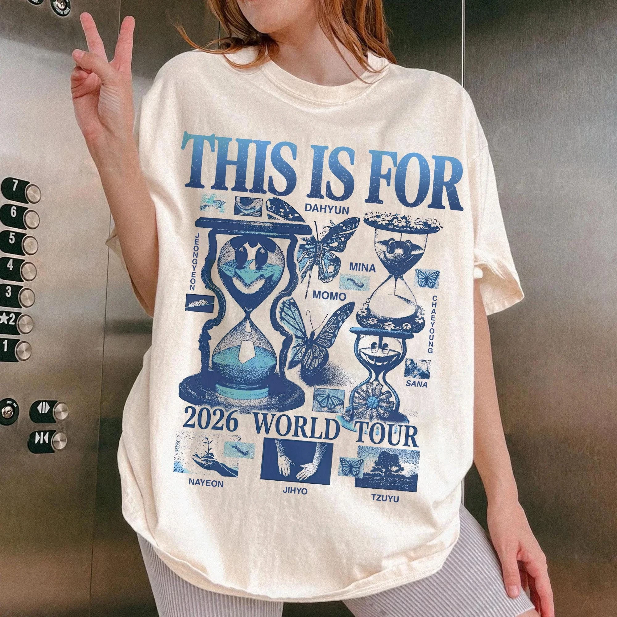 Retro T-shirt This Is An Oversized Casual Fan Top for The 2026 World Tour Hourglass Butterfly Print Unisex