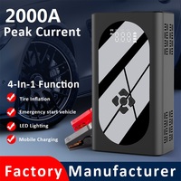 1000A/2000A Car Jump Starter Multifunctional Automotive Emergency Power 150PSI Tire Inflator Powerbank Air Pump