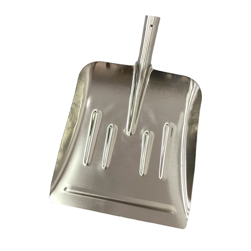 304 Stainless Steel Flat Head Manure Shovel, Thickened White Steel Large Square Spade for Grain & Farm Cleaning