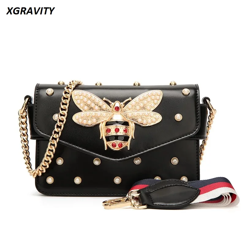 2024 Spring Bags New Branded Shoulder Bag Bee Pearl Crossbody Bags Chains Bee Luxury Handbags Designer Hand Sac Main Female Bags