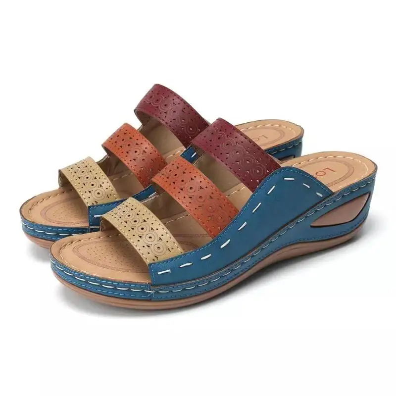 New Women's Sandals, Women's Slope Heel Sandals, Open Toed Hollow Slippers, Women's Casual Sandals, Sewing