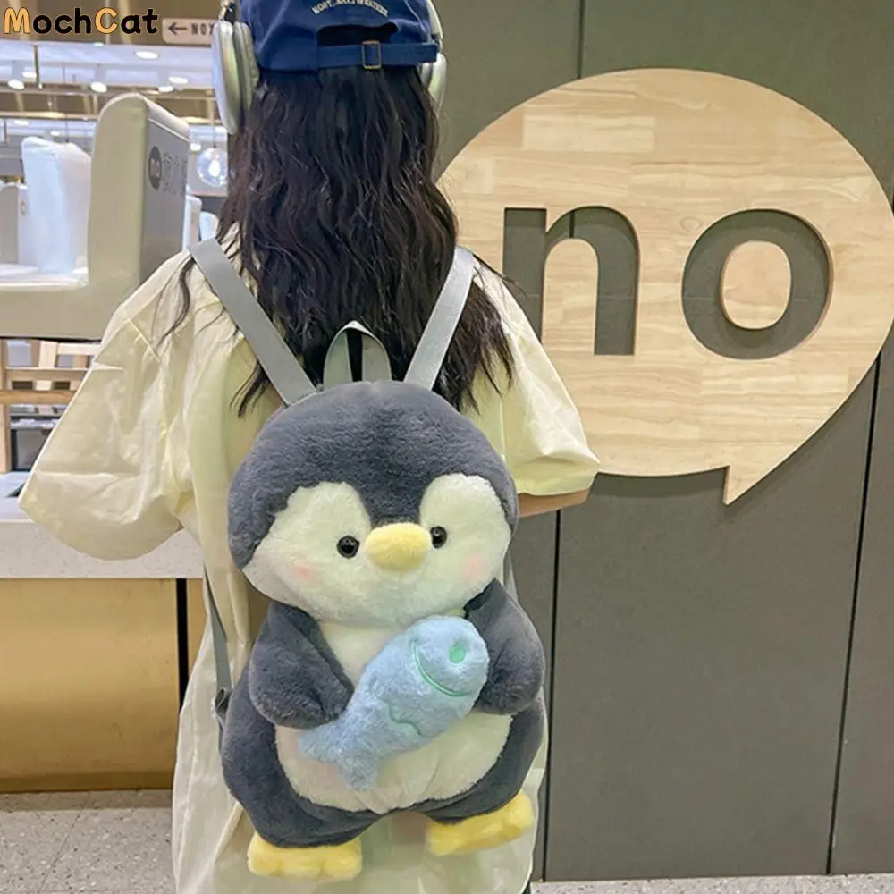 

Soft Plush Toy Penguin Backpack Plush Large Capacity Children School Bag JK Lolita Doll Animal Shoulder Bag Outdoor