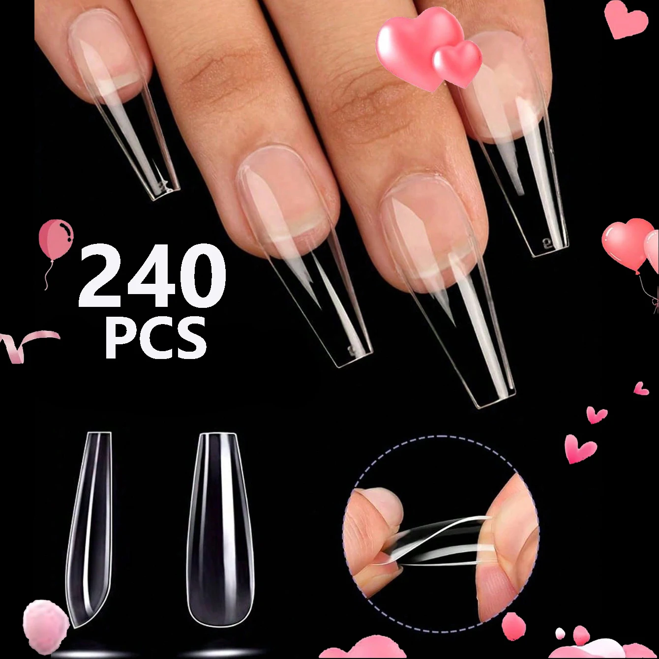240 Stück kurze Mandel nagels pitzen weiches Gel vorgeformte Acryl nagels pitzen halb matte volle Abdeckung Nagels pitzen klar gelly drücken auf Nagel – Detail 5