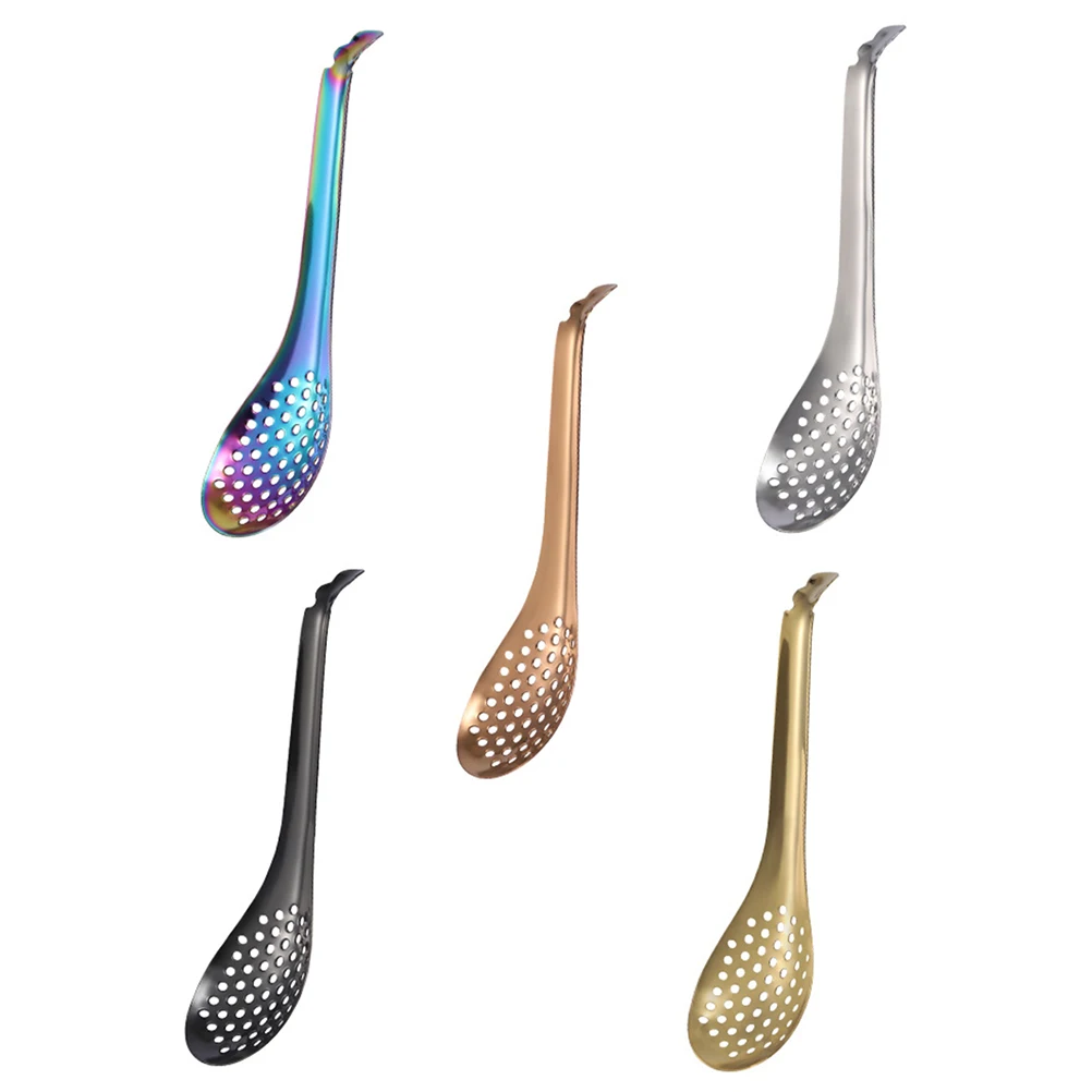 

5pcs Stainless Steel Caviar Colander Slotted Spoon Food Grade Corrosion Resistant Household Kitchen Strainer Foil for Home Bar