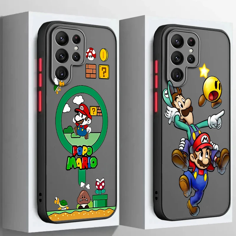 

Supers M-Marios Cool Frosted Translucent For Samsung Galaxy S24 S23 S22 S21 S20 FE S10 S9 S8 Plus Ultra Pro 5G Cover Phone Case