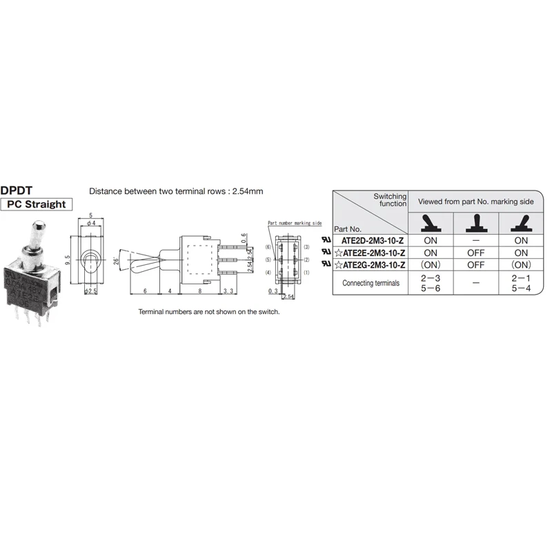 1PCS/LOTS 100% Japanese ATE2D-2M3-10-Z miniature toggle switch 6-pin 2-position 0.05A shaking arm