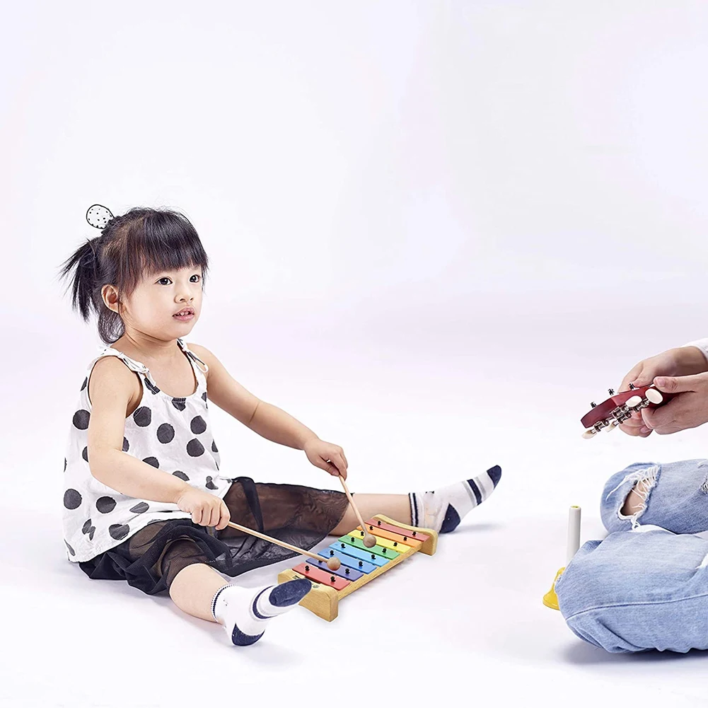 

ABKV-Wood Xylophone For Kids, 8 Notes/Keys Colorful Metal Bar, Musical Instrument For Girls And Boys,Gift For Children