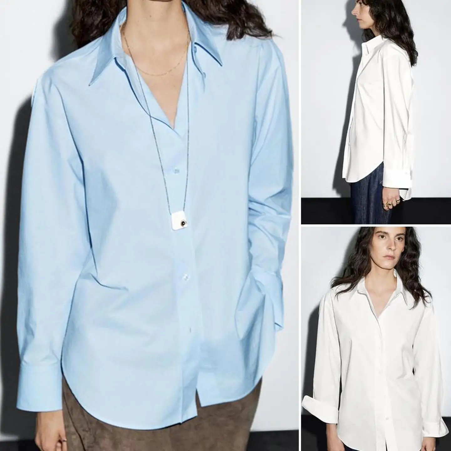 캐주얼 롱 버전 irt 통근용 매트 슬레 여성용 프리미엄 패션 탑 통기성 피부 친화적 롱 슬리브 버튼업