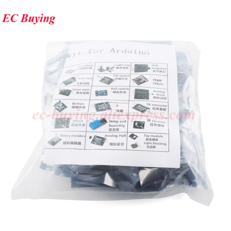 37 in 1 Sensors Modules 37 Kits Starter Kit with Box for Arduino Suitable for Raspberry Pi/STM32/ESP32/R3/51 Microcontroller