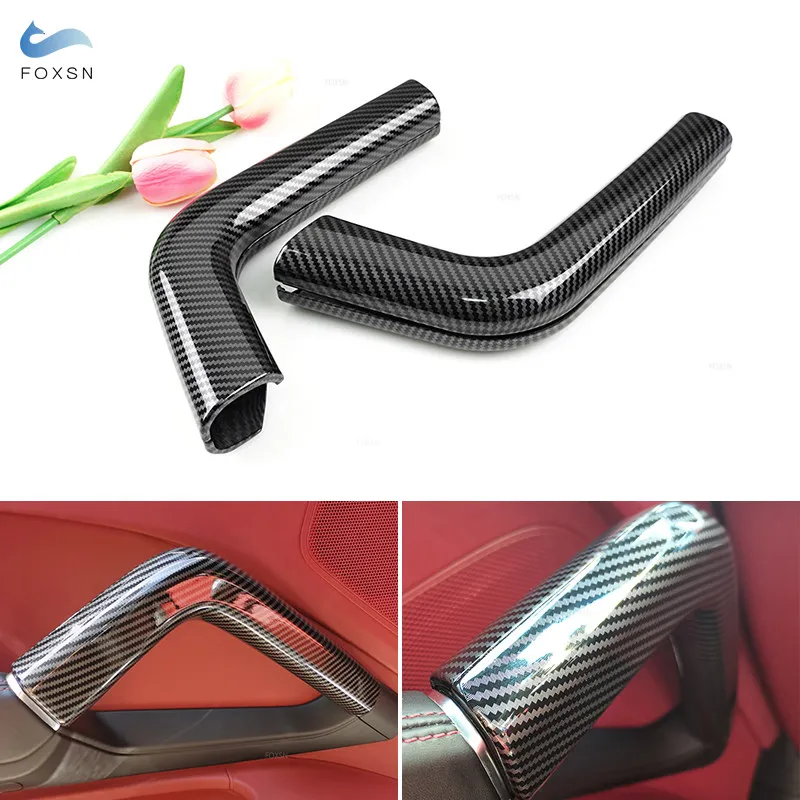 

Car-styling ABS Carbon Fiber Texture Door Armrest Panel Handle Grab Pull Cover Trim For Porsche Cayenne 2011 2012 2013 - 2017