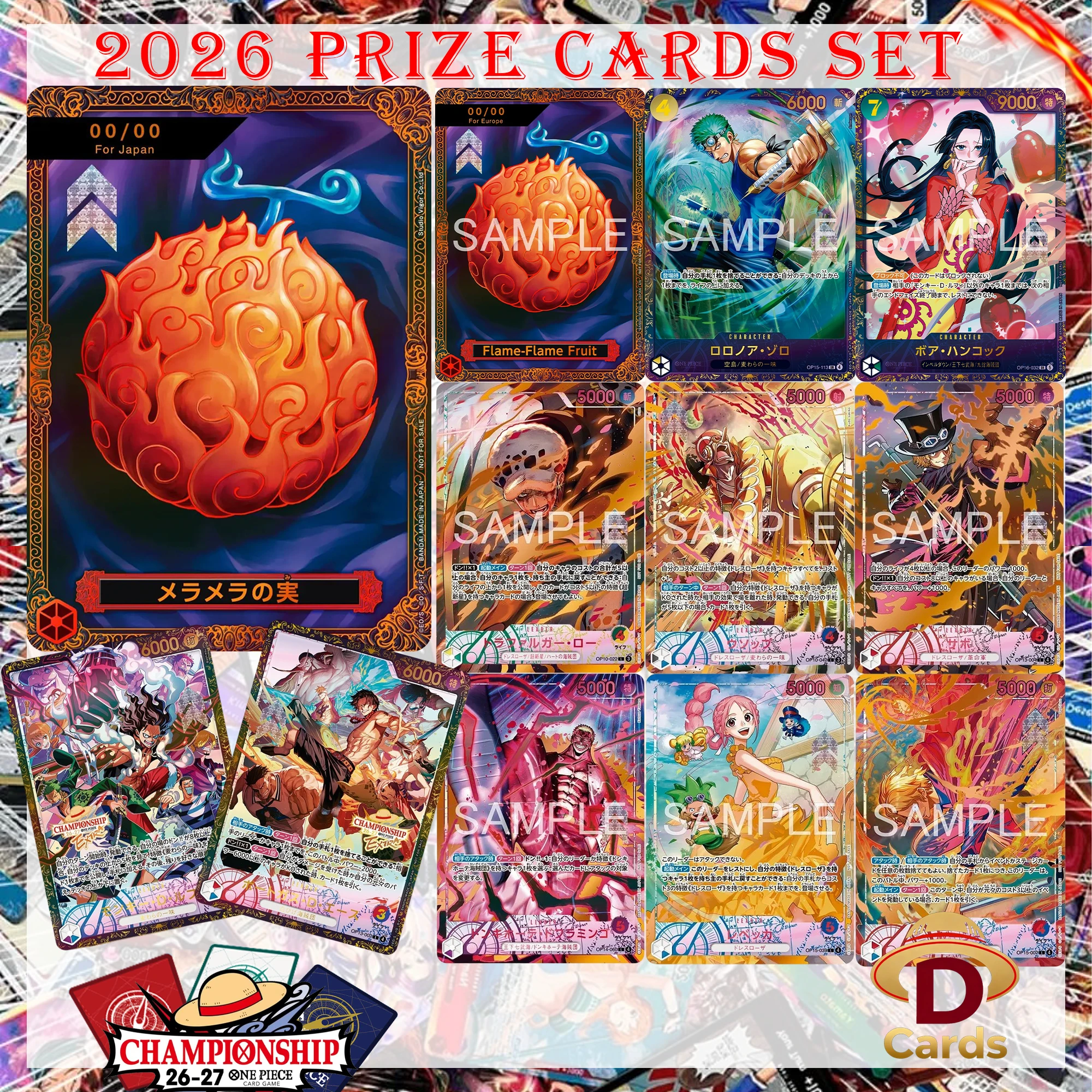One Piece Prize Cards Flame-Flame Fruit/26-27 Championship Replica High Quality Hobby Collectible Anime Game Card Holographic