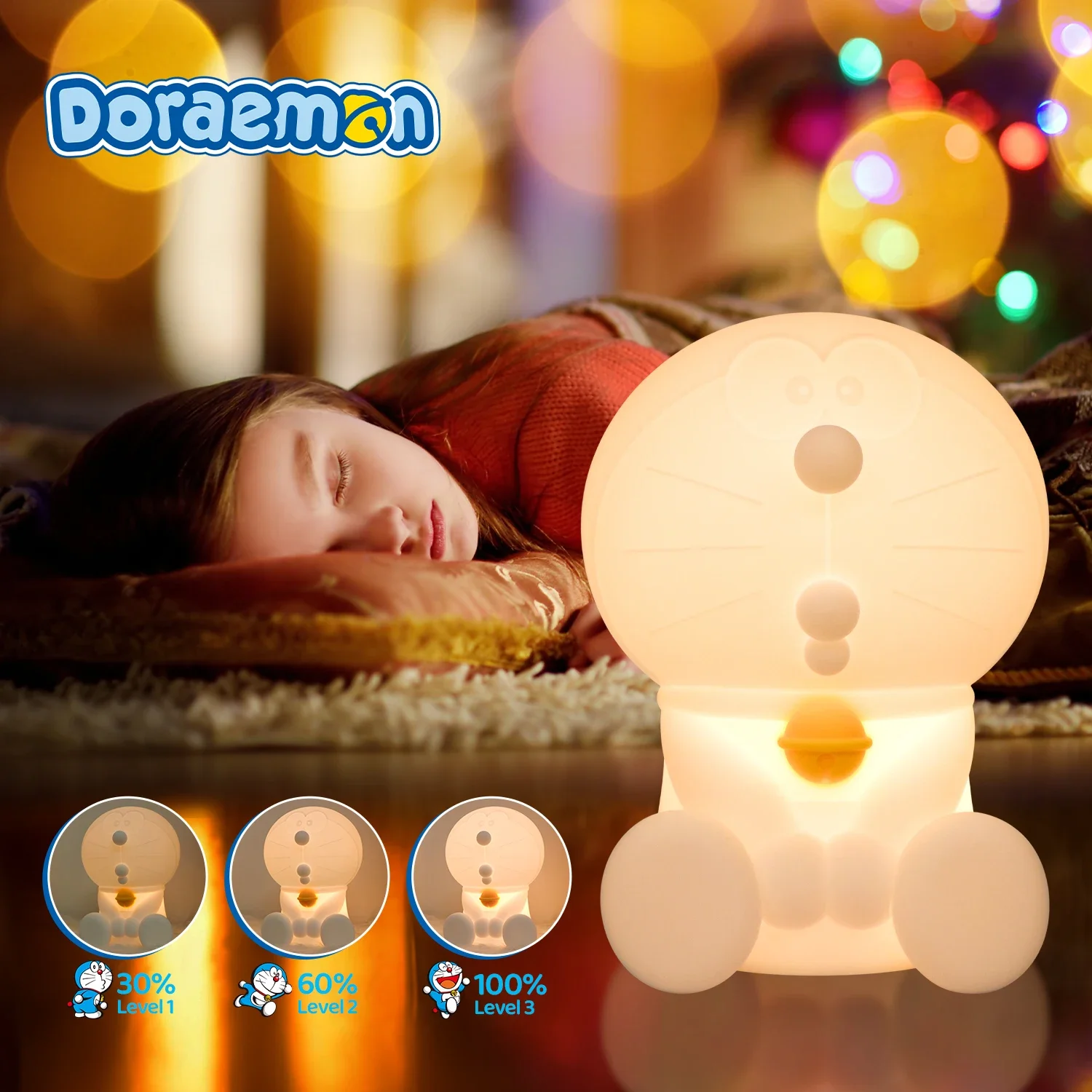 かわいいドラえもんナイトライトシリコーン保育園睡眠ランプタッチコントロール常夜灯 USB 充電式テーブルランプベビー子供用