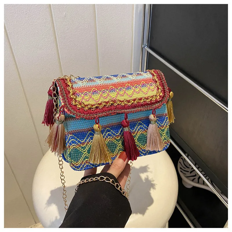 Ethnic Bag Women's Bag 2023 Summer New Ethnic Style Women's Shoulder Bag Fashion Women's Bag