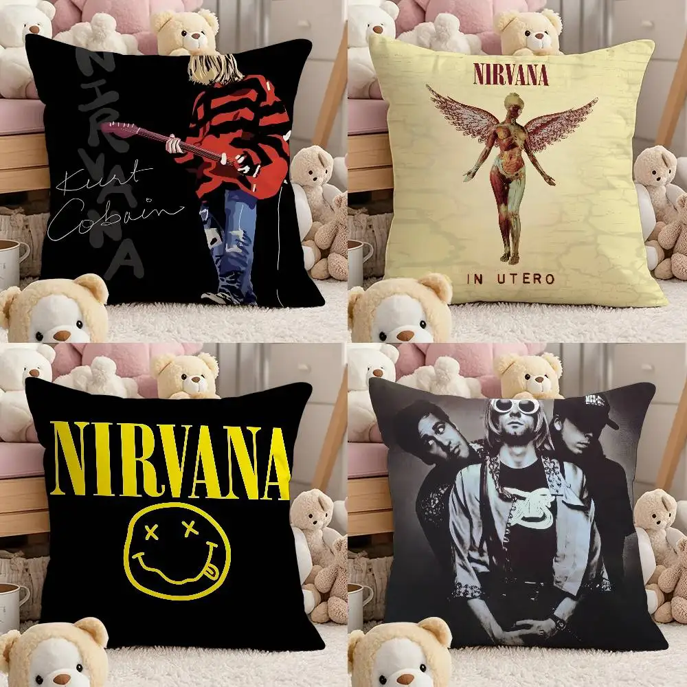 

The N-n-N-NiRvAna Band Pillow Case Comfort Sofa Bed Silky Elegant Invisible Zipper Custom Decorative Cushion Cover