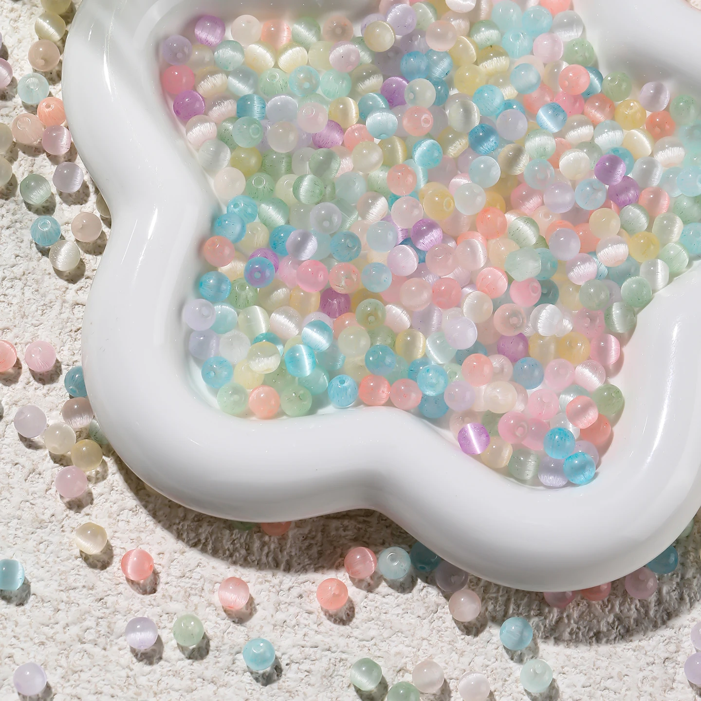 10g 6mm Multicolor Cat Eye Glass Seed Beads Loose Spacer Beads For DIY Bracelet Necklace Earrings Jewelry Making Supplies