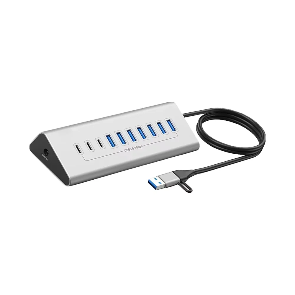 10-in-1 USB Hub with 7 USB-A & 3 USB-C 3.0 Ports  High-Speed Data Transfer & Fast Charging for iPhone 16/15, MacBook, iPad