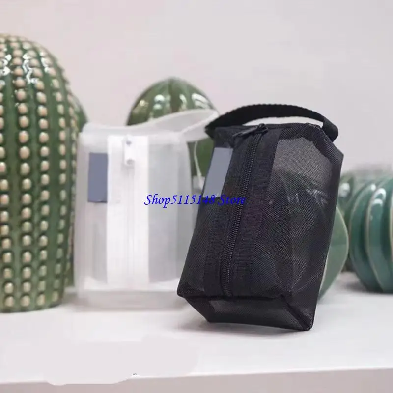 

F3MA Nylon Mesh Storage Bag Zippered Closure Travel Cosmetic Organiser Pouches