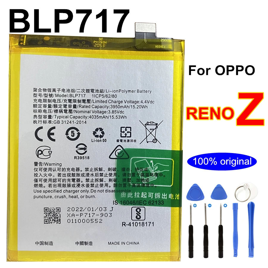 New Original Battery for Oppo Reno 2 Z F 2Z RenoZ Reno3 4 Pro 4 Lite 5G A92S A72 A73 BLP735 BLP737 BLP755 BLP789 BLP787 BLP797