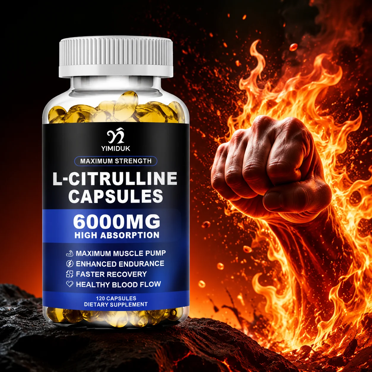 Maximum Strength L-Citrulline Capsules, Support Blood Vessels, Stamina, Muscle Soreness for Bodybuilding & Strength Training