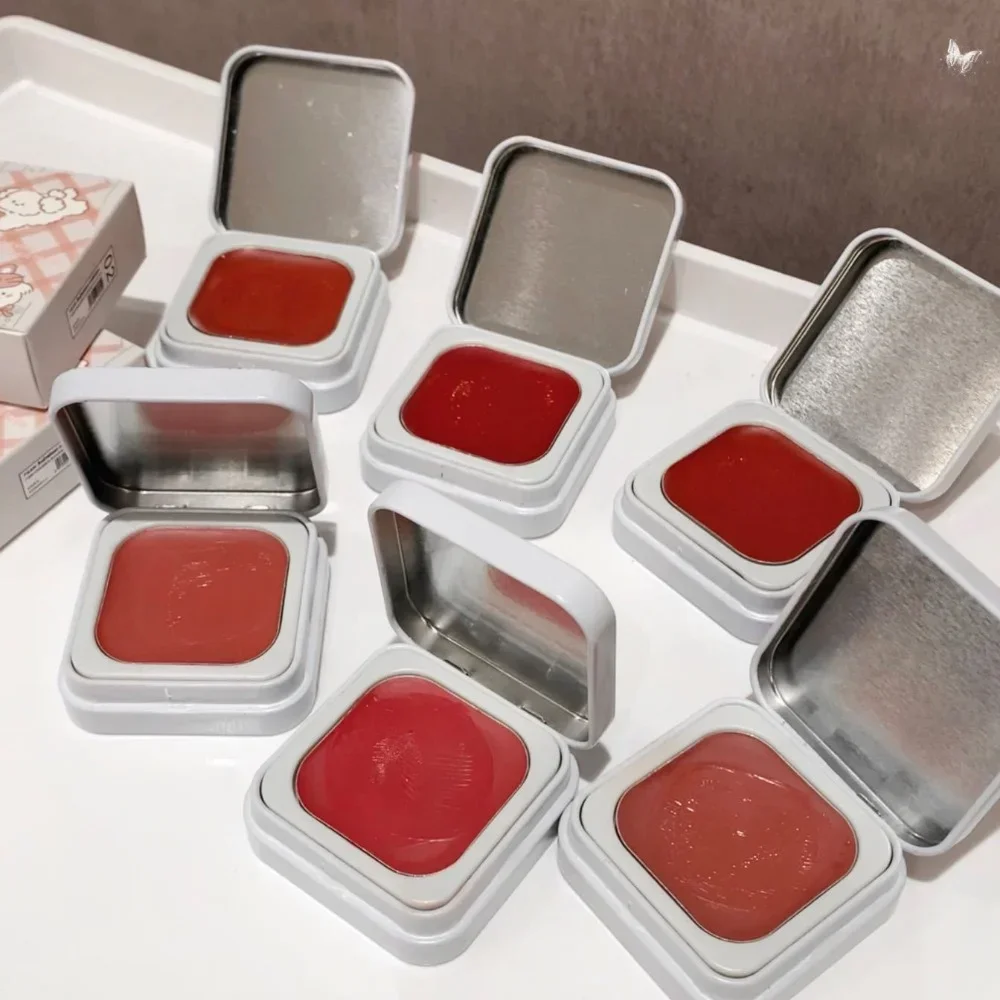 Multi-função blush creme natural bochecha rosto rouge bonito caixa de ferro blush lama alta renderização de cor suave brilho tom da pele