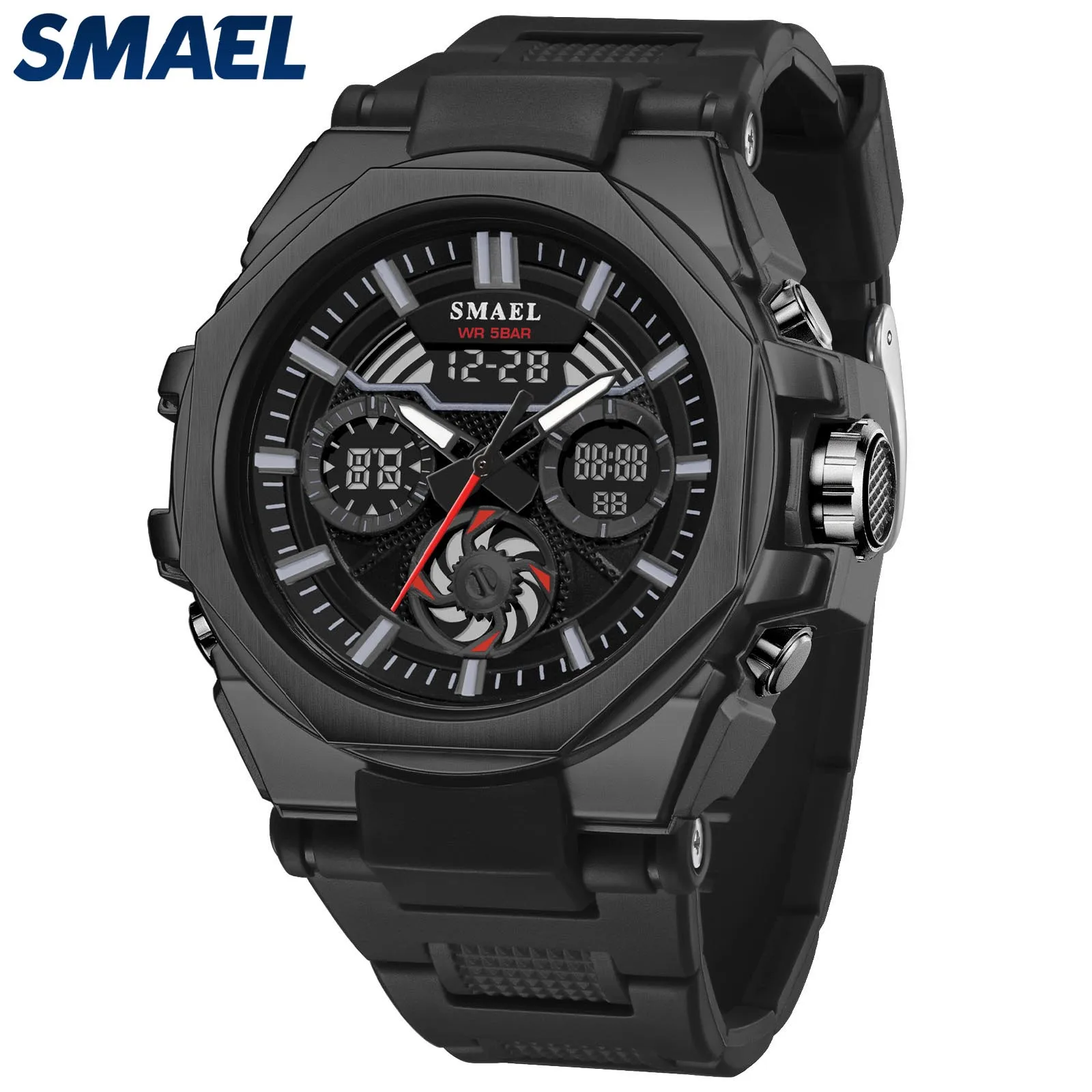 SMAEL 8098 Watch for Men Brand Quartz Digtal Dual Time Waterproof Shock Resistant Back Light Alarm Fashion