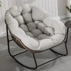 Villeston Outdoor Papasan Rocking Chair - Oversized Comfy Patio Chair Indoor Egg Royal Rattan Rocking Chair with Cushion