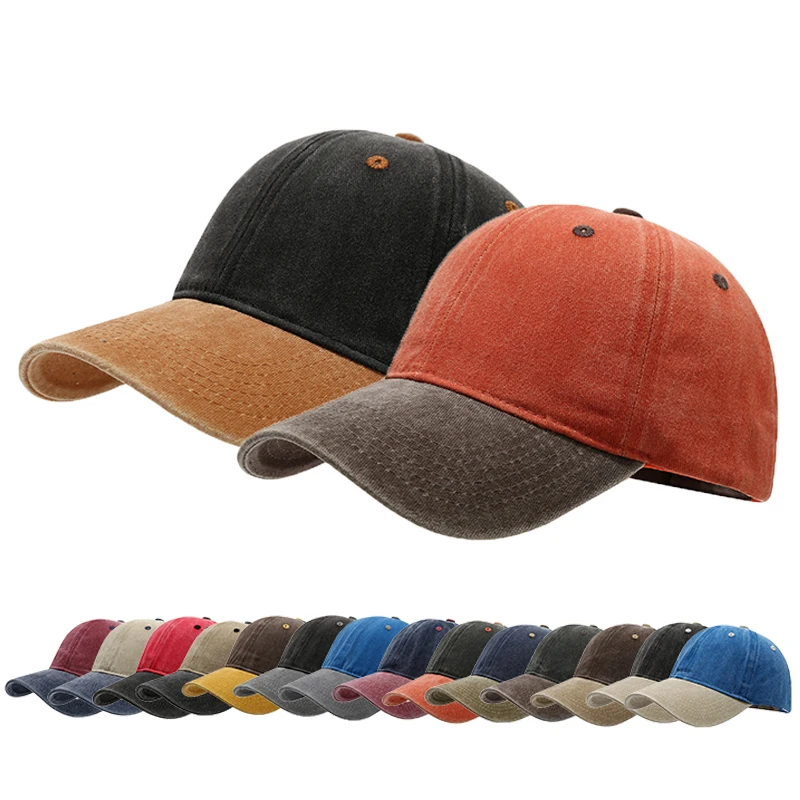 Unisex Vielseitige farblich passende gewaschene Baseballmütze Männer und Frauen Casual Sport Light Plate Cap Frühling Sommer Snapback Sonnenhüte