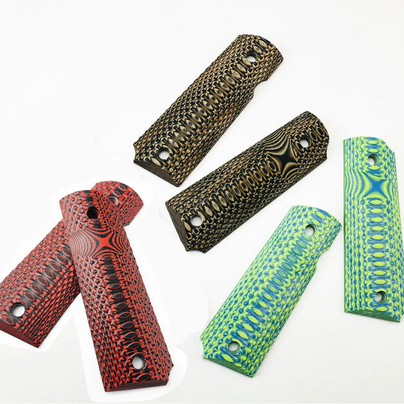 1 زوج اليد Grips مكافحة زلة G10 التصحيح DIY بها بنفسك المواد مقابض جداول ألواح الفراغات ل 1911 قبضة نموذج