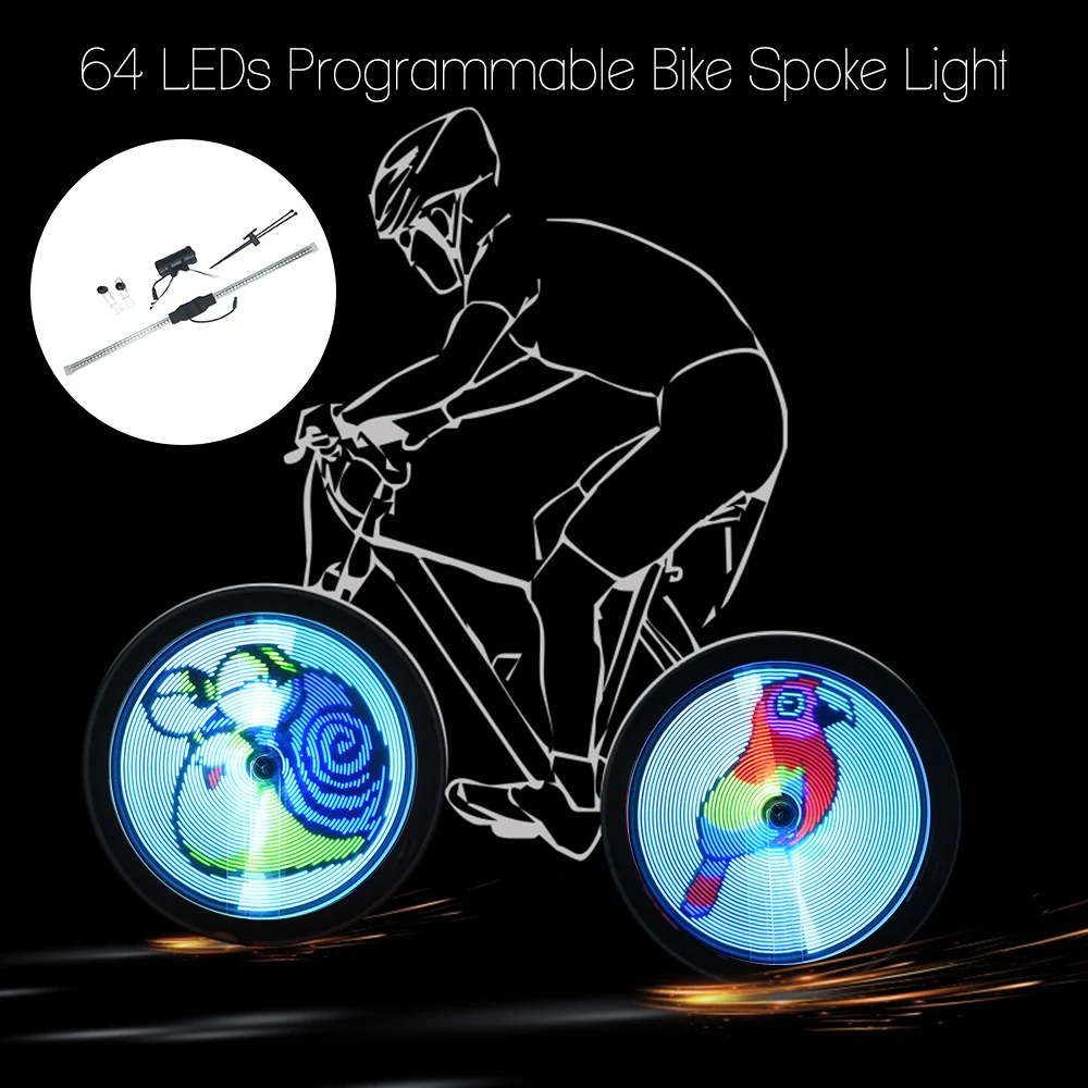 64 LEDs, kabellose Speichenbeleuchtung, Farbwechsel, programmierbare Speichenradbeleuchtung, Fahrradbeleuchtung, Lampe, Fahrradbeleuchtung – Detail 8