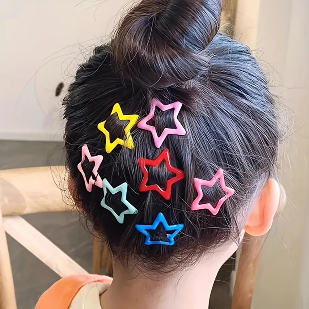 60 Stück zufällig ausgewählte Macaron-Farbene Hohle Pentagramm-Haarspangen, Süße Niedliche Mädchen-Seitenklammern für abstehendes Haar, Vielseitige Haaraccessoires für Kinder – Detail 6
