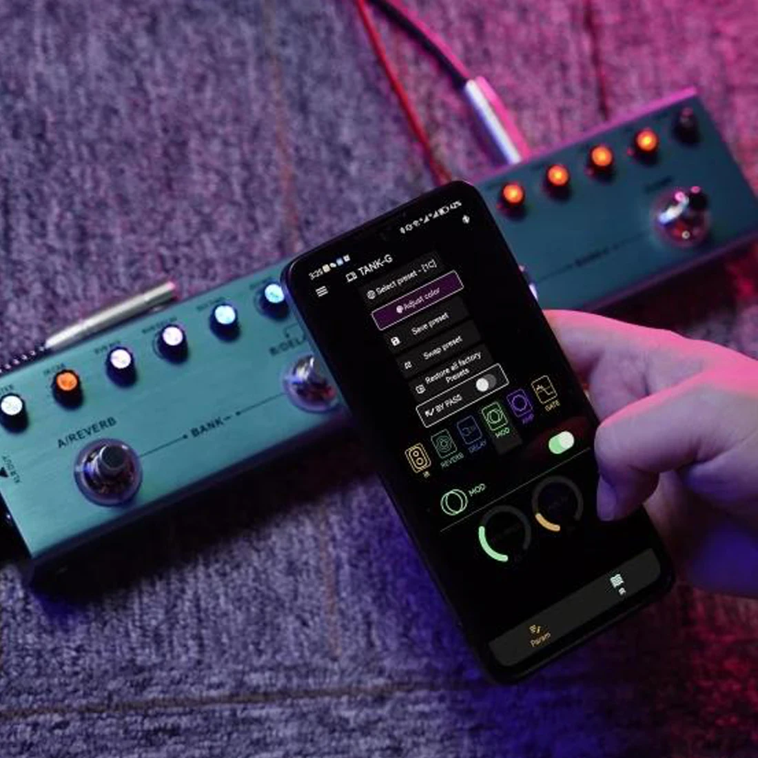 

M-VAVE Tank-G Guitar Effect Pedal Rechargeable 36 Presets 9 Preamp Slots 8 IR Cab Slots 3 Modulation Delay Reverb Guitar Effects